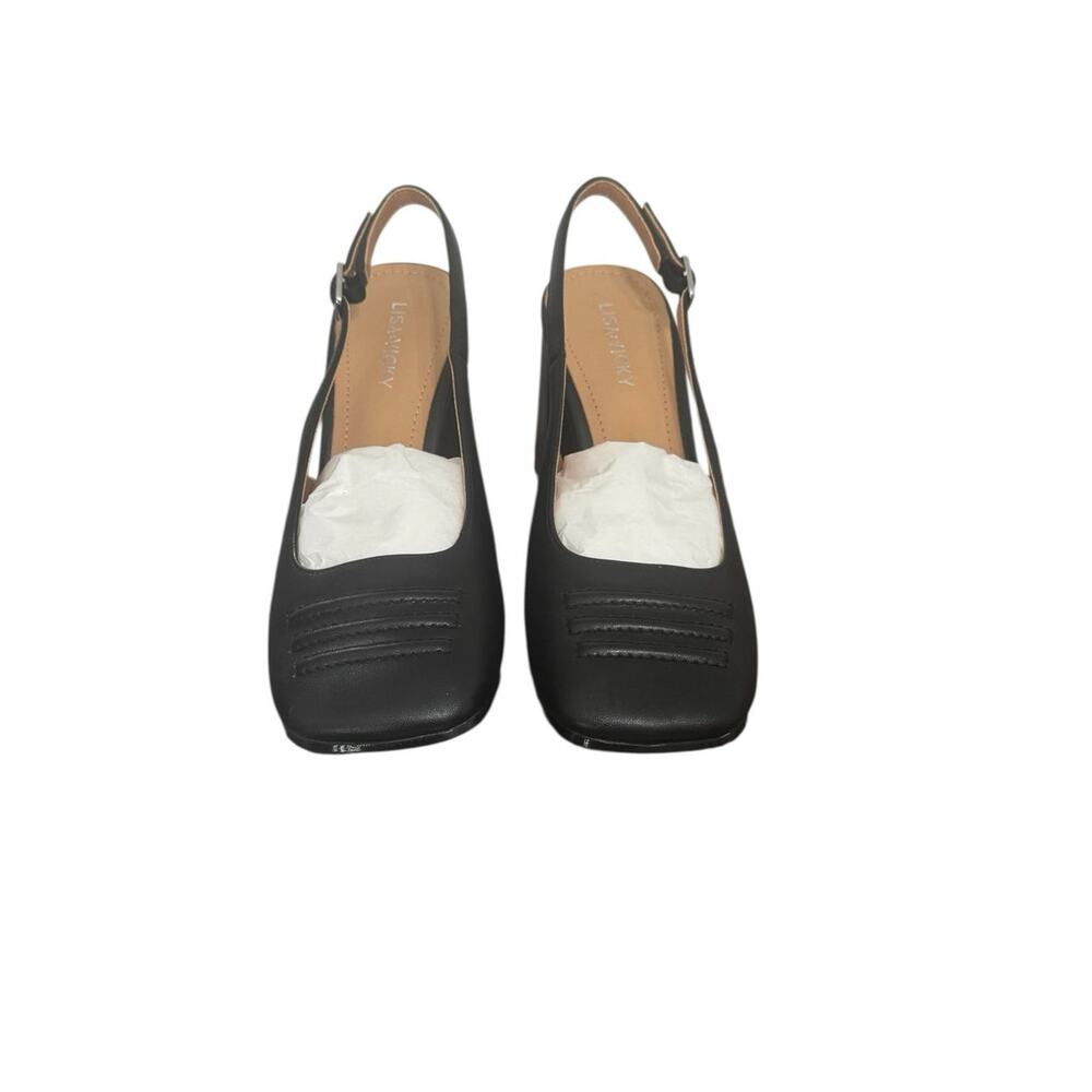 NIB! Lisa Vicky Grand Slingback Square Toe Block Heel Pump in Black - Size 6.5 - Picture 7 of 11